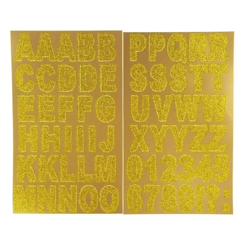 gold glitter alphabet number stickers 62 piece 1 3 8 inch