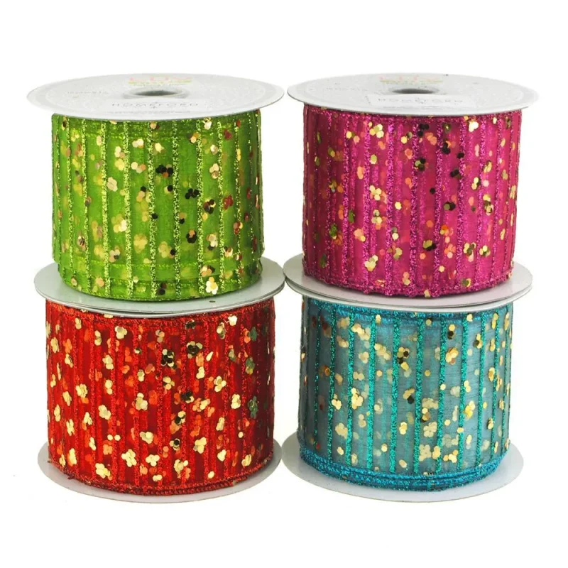 gold glitter confetti christmas ribbon 2 5 x 10yd