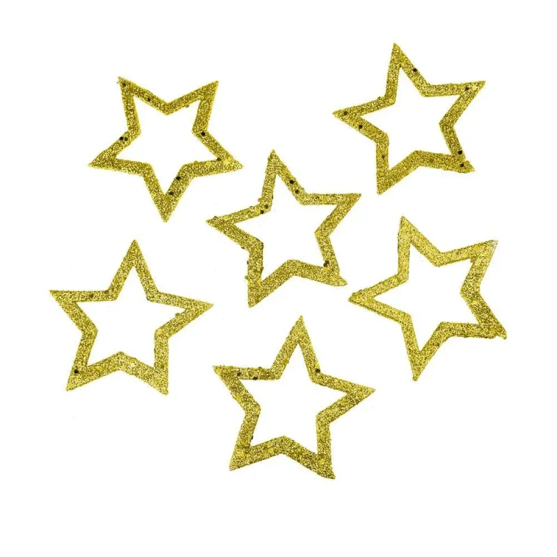 gold glitter holiday star decorations 4 x 6pcs