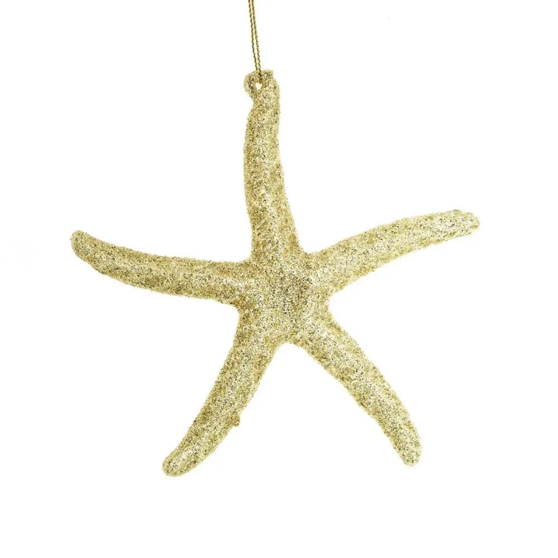 gold glittered starfish 5 acrylic christmas ornament