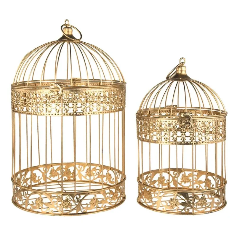 gold metal birdcage wedding centerpiece large 2 piece set