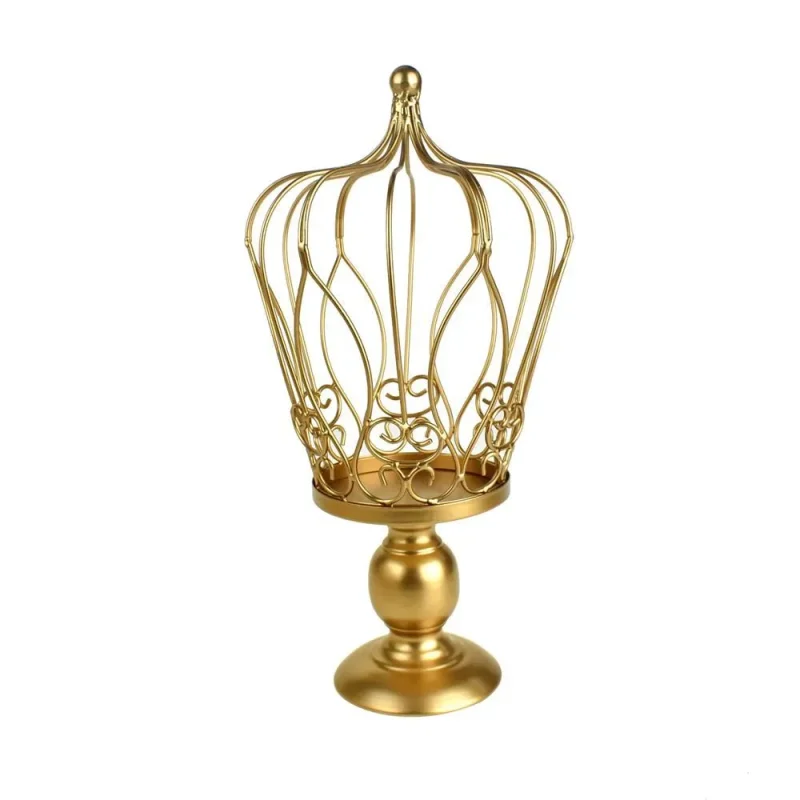 gold metal crown stand 15 inch wired design