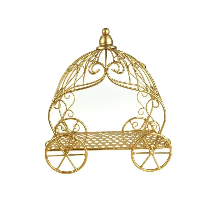 gold metal pumpkin carriage 12 inch