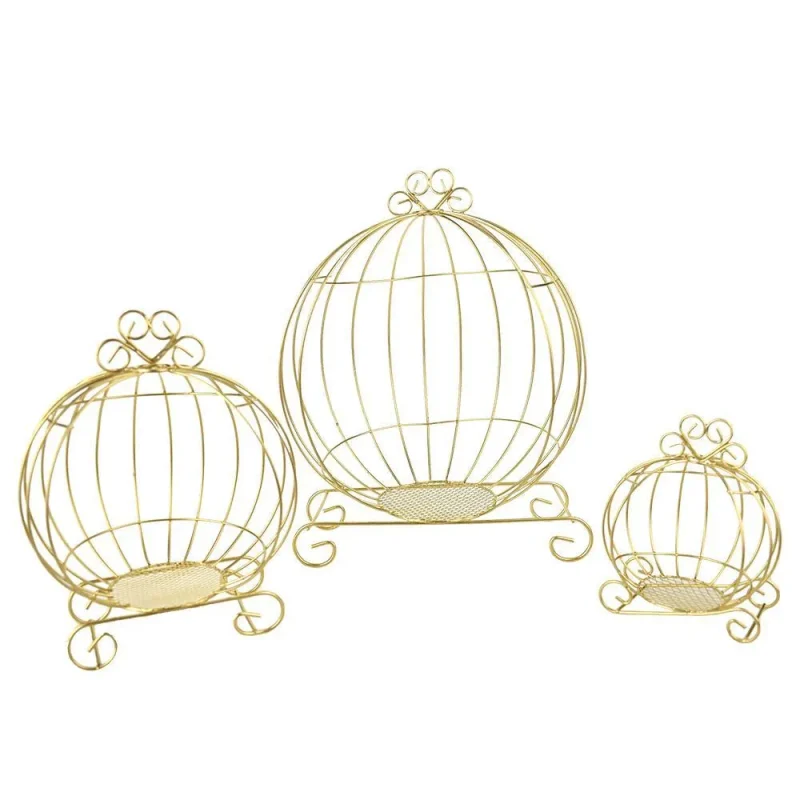 gold metal pumpkin carriages 3 piece set