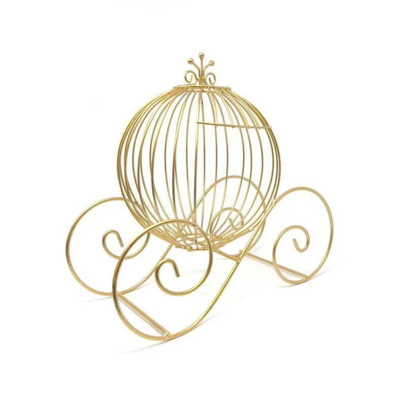 gold metal wire pumpkin coach 12 inch