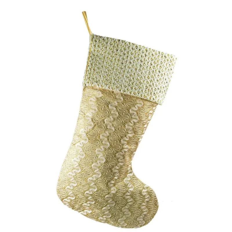 gold metallic wave christmas stocking 20