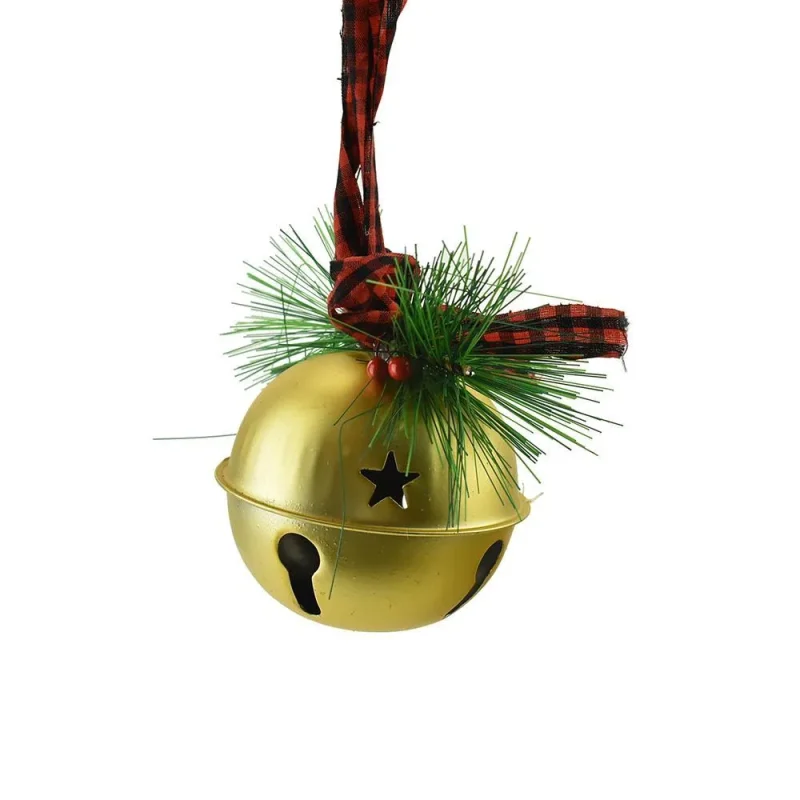 gold mistletoe jingle bell christmas decor 3 hanging ornament