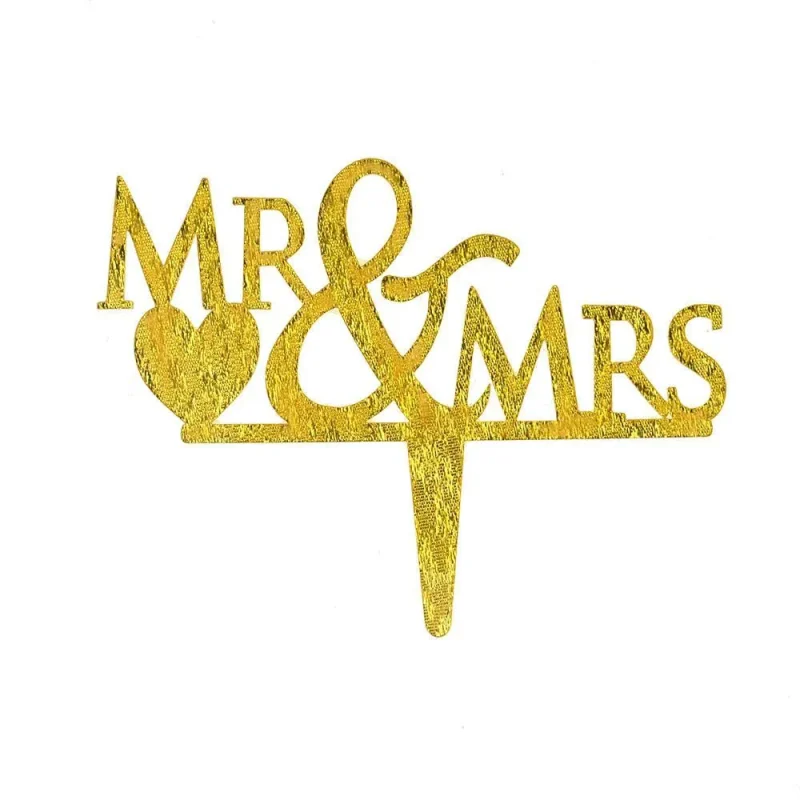 gold mr mrs shimmer shine cake topper 4 1 4 inch