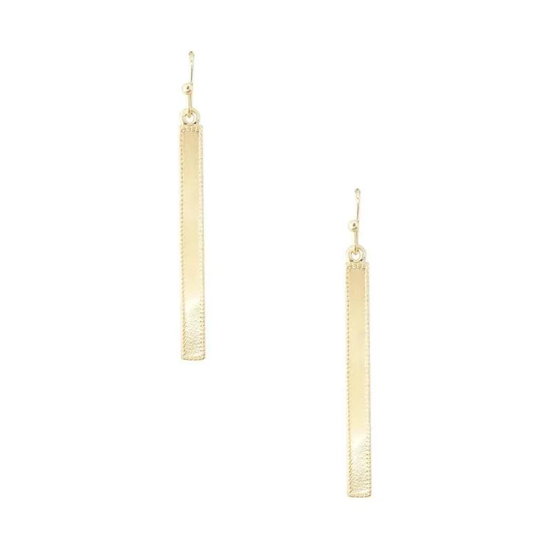 gold rectangular bar earrings 1 5 inch drop