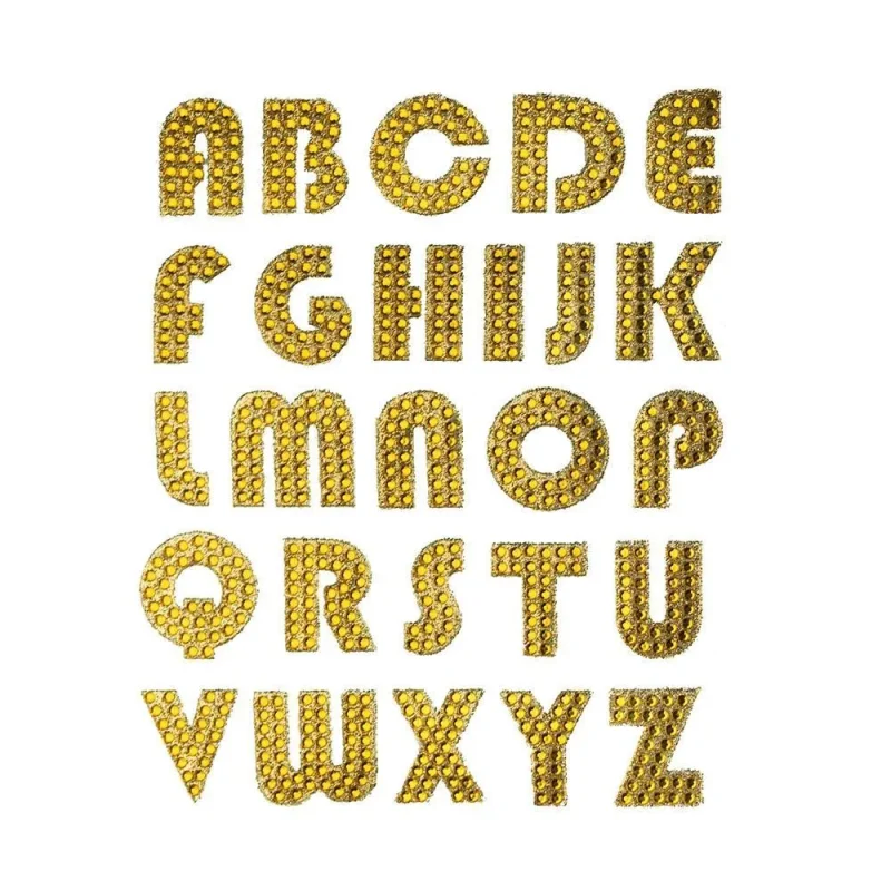 gold rhinestone alphabet stickers 1 inch 26 piece set