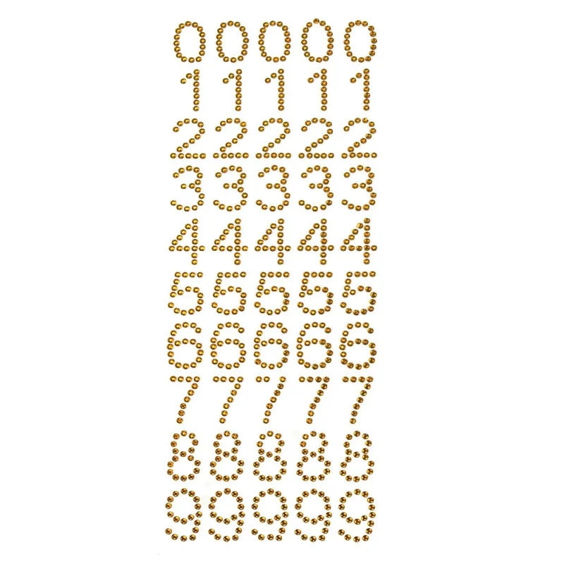 gold rhinestone number stickers 0 9 1 x 50pcs