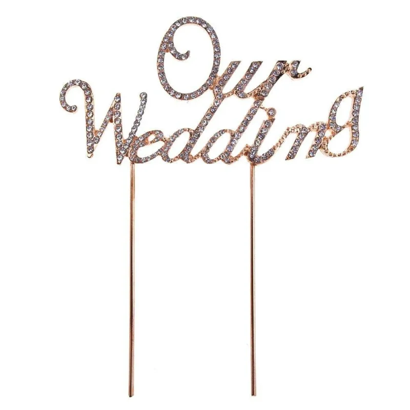 gold rhinestone wedding cake toppers elegant celebration