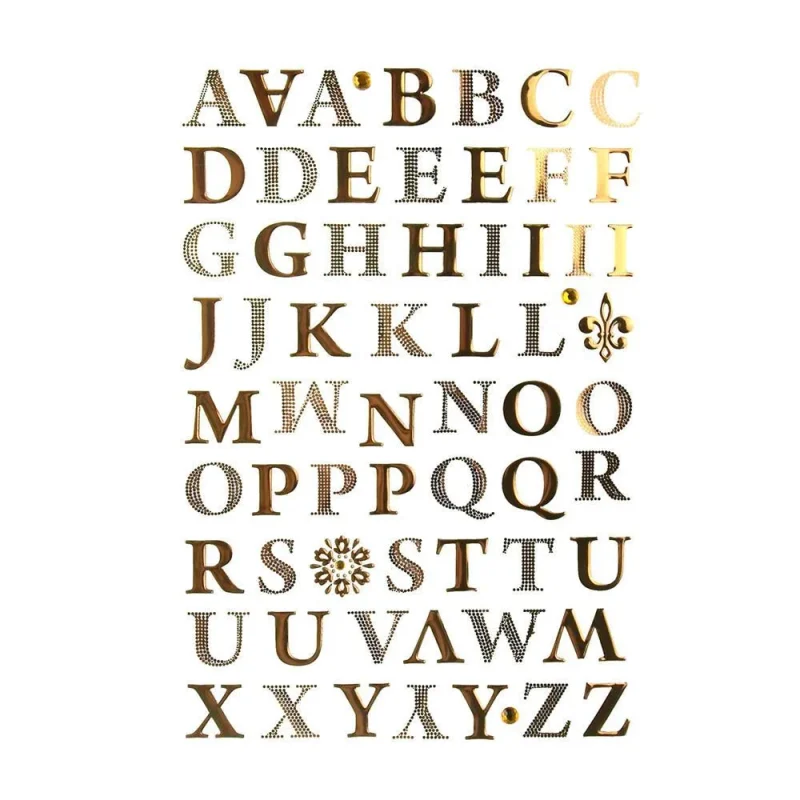 gold roman alphabet foil stickers 5 8 inch 62 pack