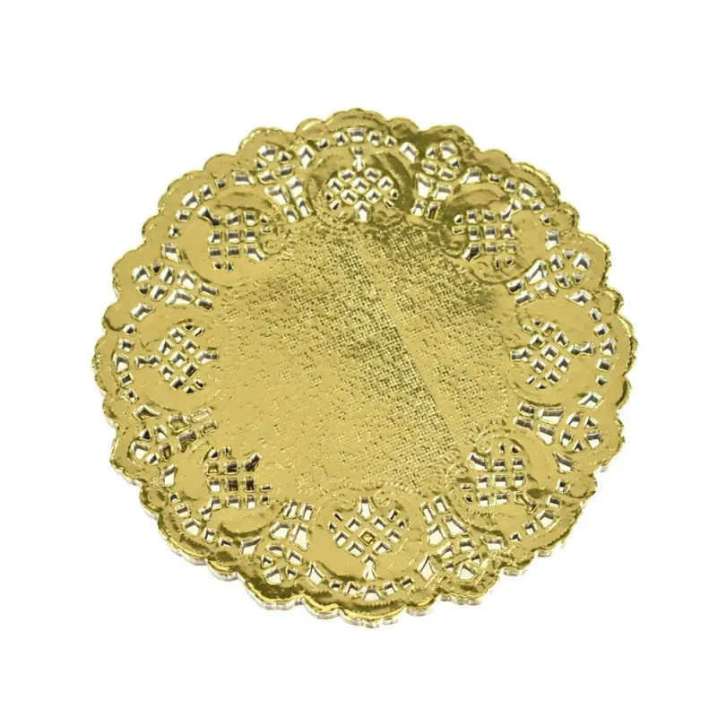 gold round paper lace doilies 4 5 diameter 30 pack