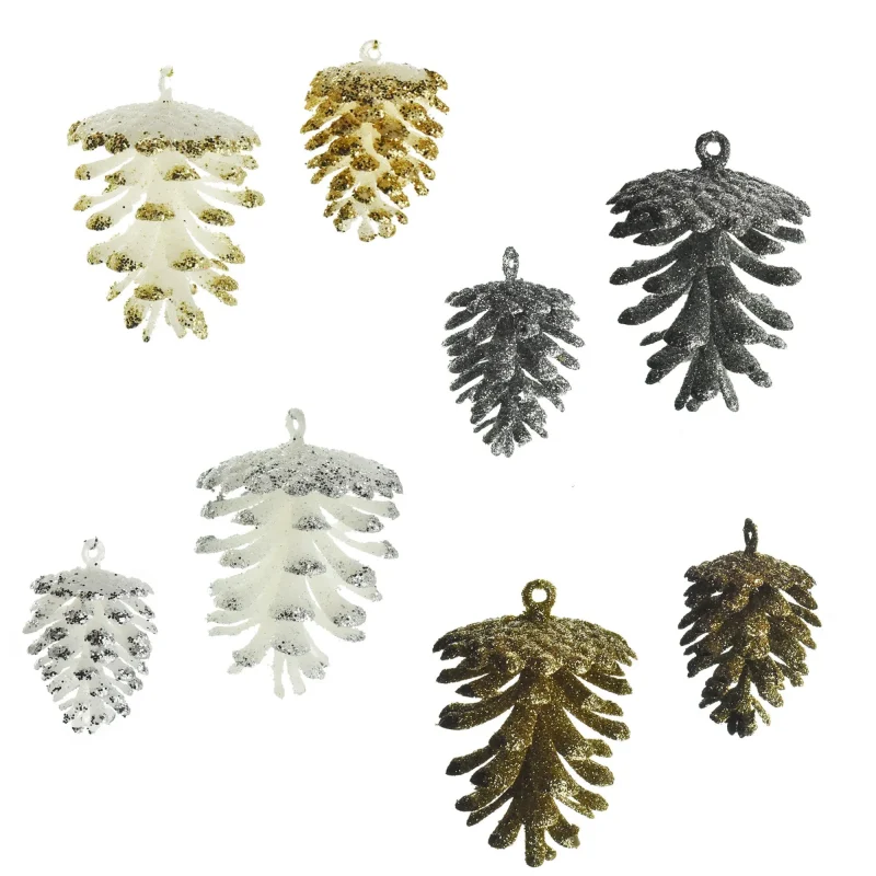 gold silver glitter pinecone ornaments 28 piece set assorted sizes