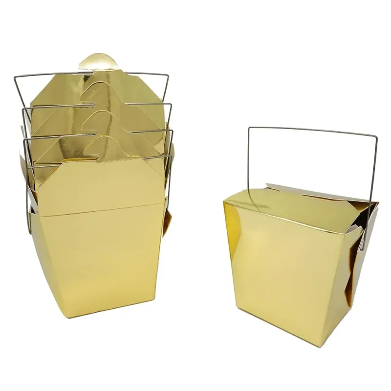 gold take out containers w handles 26oz 5 pack