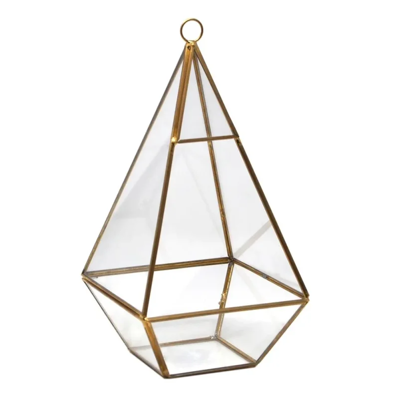 gold teardrop terrarium display box 9 5 inch