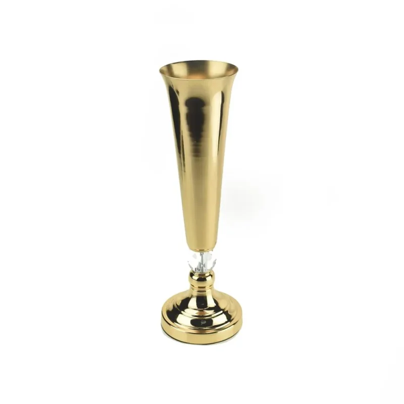 gold trumpet vase with diamond accent 17 75 inch tall