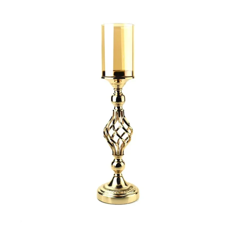 gold twisted candle holder w glass cylinder 21 centerpiece