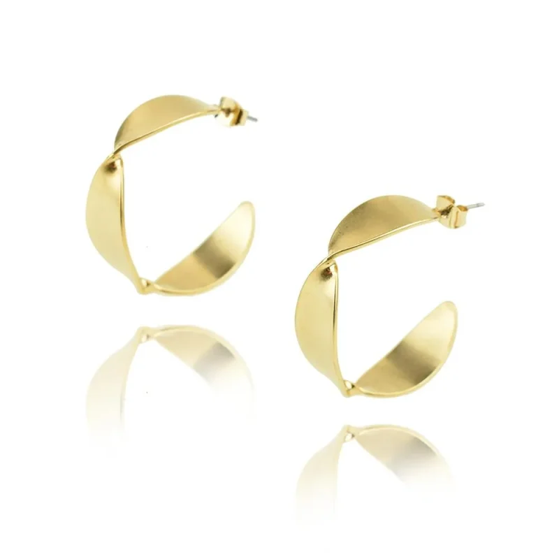 gold twisted hoop earrings 1 1 4 inch