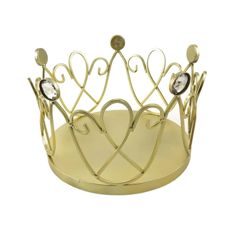 gold wire heart crown with rhinestones 8 inch