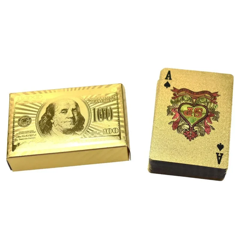 golden 100 bill themed playing cards 3 5 inch