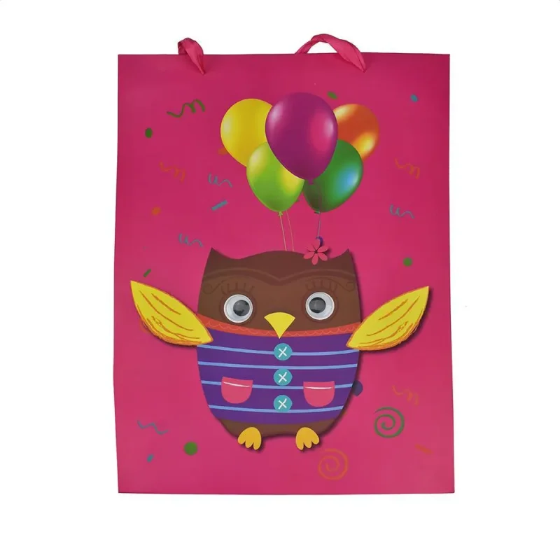 googly eyes owl baby shower balloons gift bag fuchsia 16 5 inch