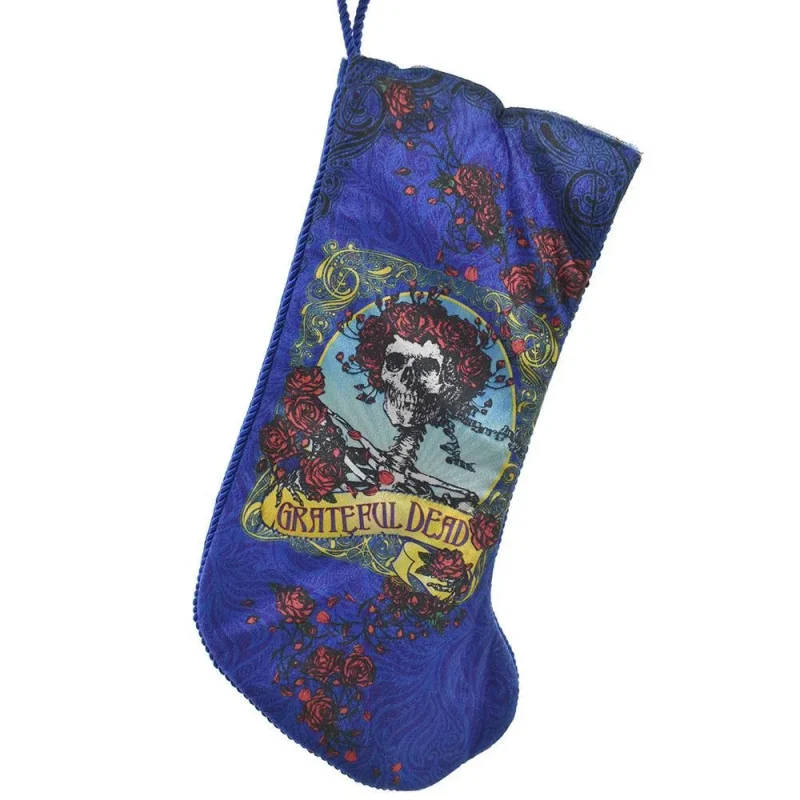 grateful dead rose skeleton stocking 17 5 blue