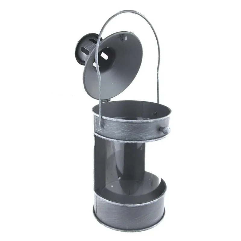 gray metal candle lantern 19 inch cylinder