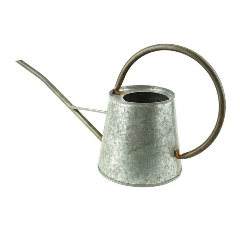 gray metal watering can 16 inch durable design