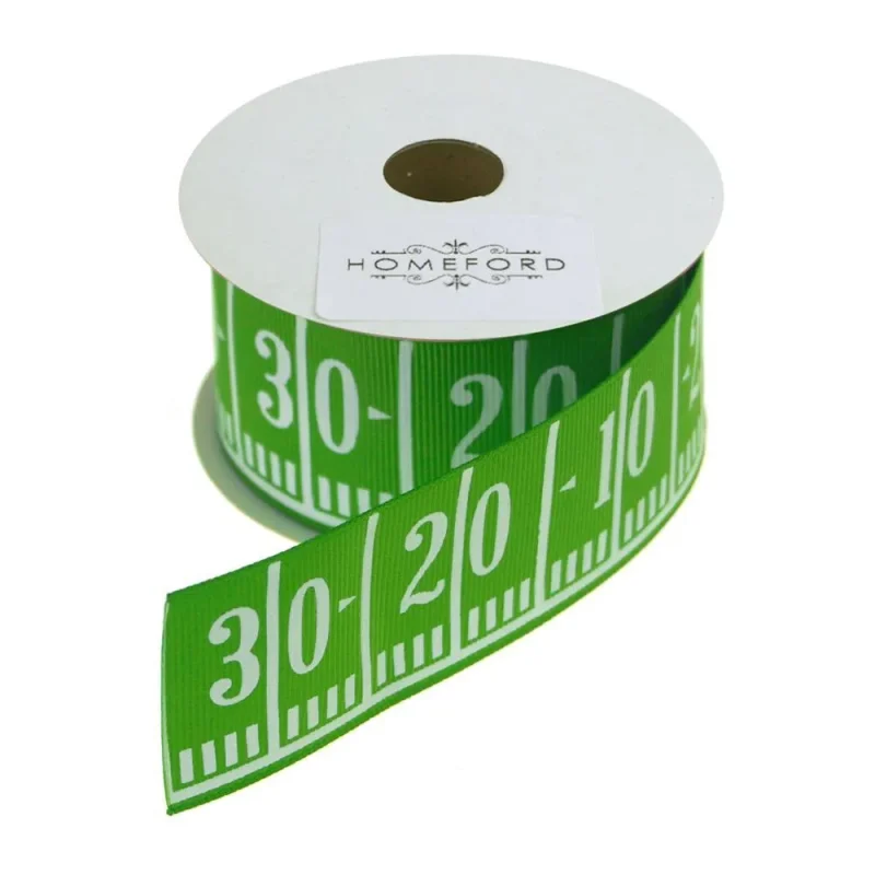 green football field line grosgrain ribbon 1 1 2 x 3 yards