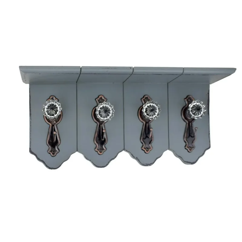 grey 22 inch wall mounted hooks with knob decorative linked design