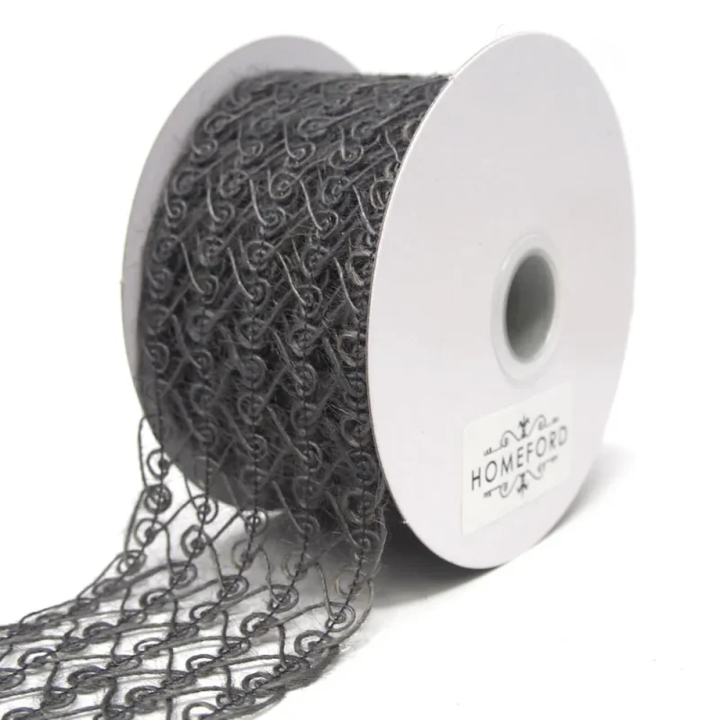 grey jute ribbon swirl mesh 2 5 inch x 10 yards