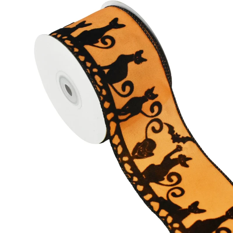 halloween black cat wired ribbon 2 5 x 10yd