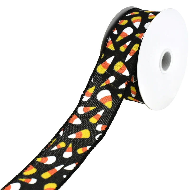 halloween candy corn wired ribbon 1 5 inch 10 yards