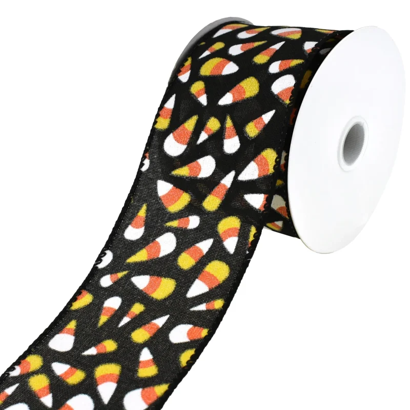 halloween candy corn wired ribbon 2 5 x 10 yards