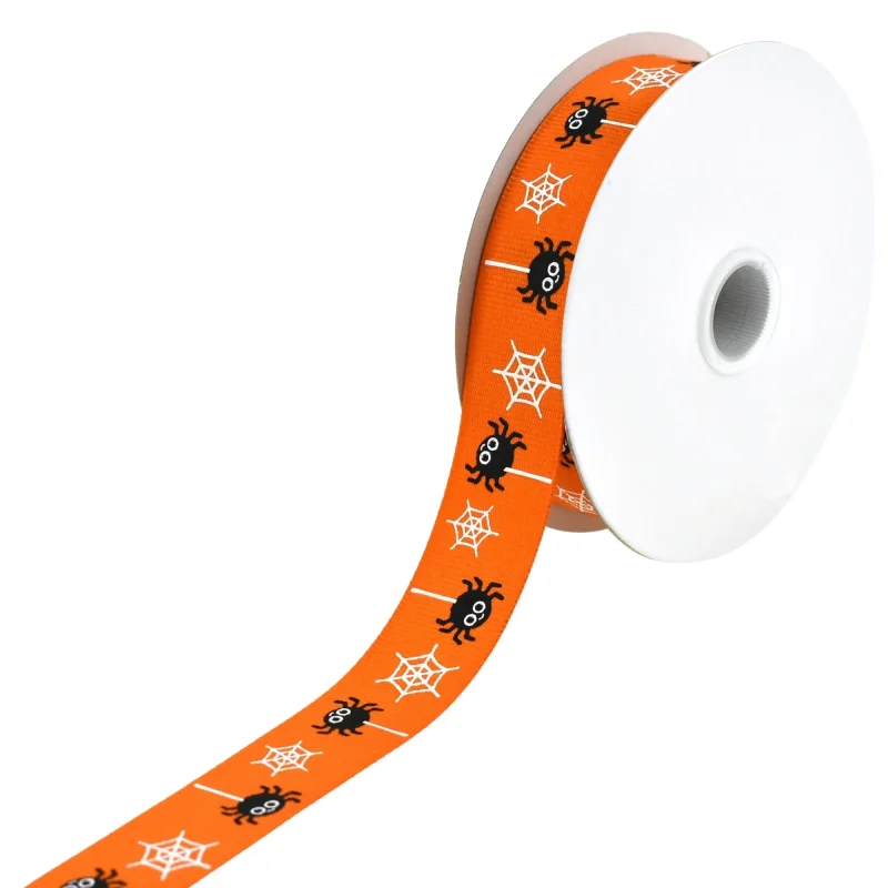 halloween orange grosgrain ribbon 7 8 x 10 yards cartoon spiders