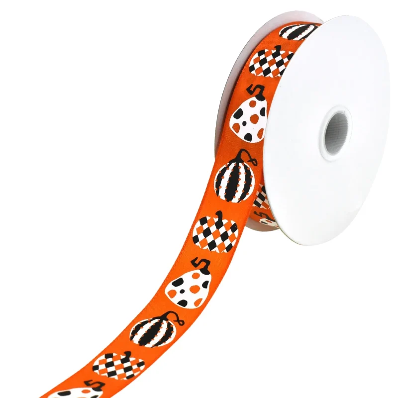 halloween satin ribbon argyle pumpkins 7 8 x 10yd orange