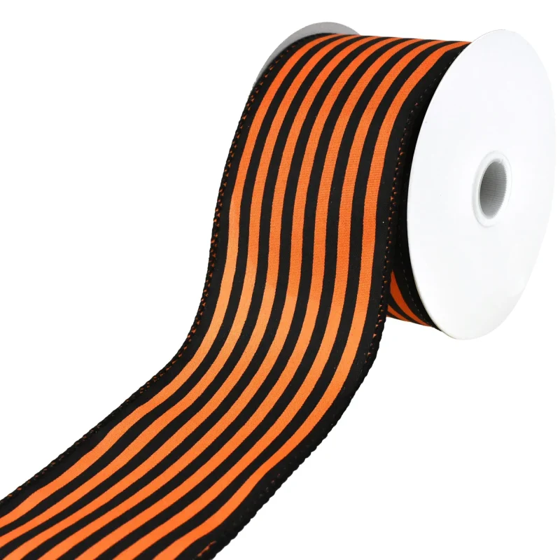 halloween satin wire ribbon 2 5 x 10 yards cabana stripe design