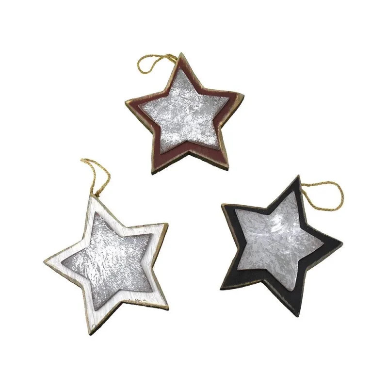 hanging metal wood stars 7 1 4 inch set of 3