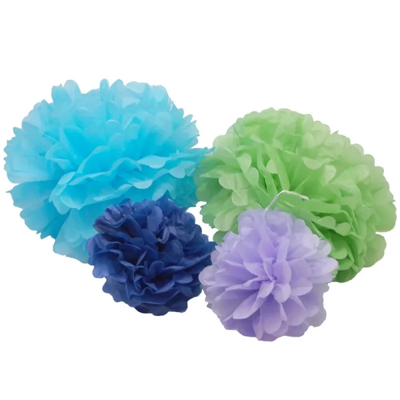 hanging paper pom poms 3 piece set assorted sizes