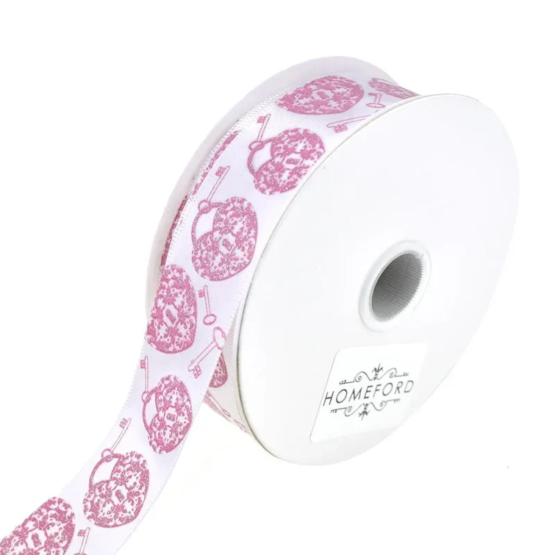 heart key printed ribbon 7 8 x 3 yards