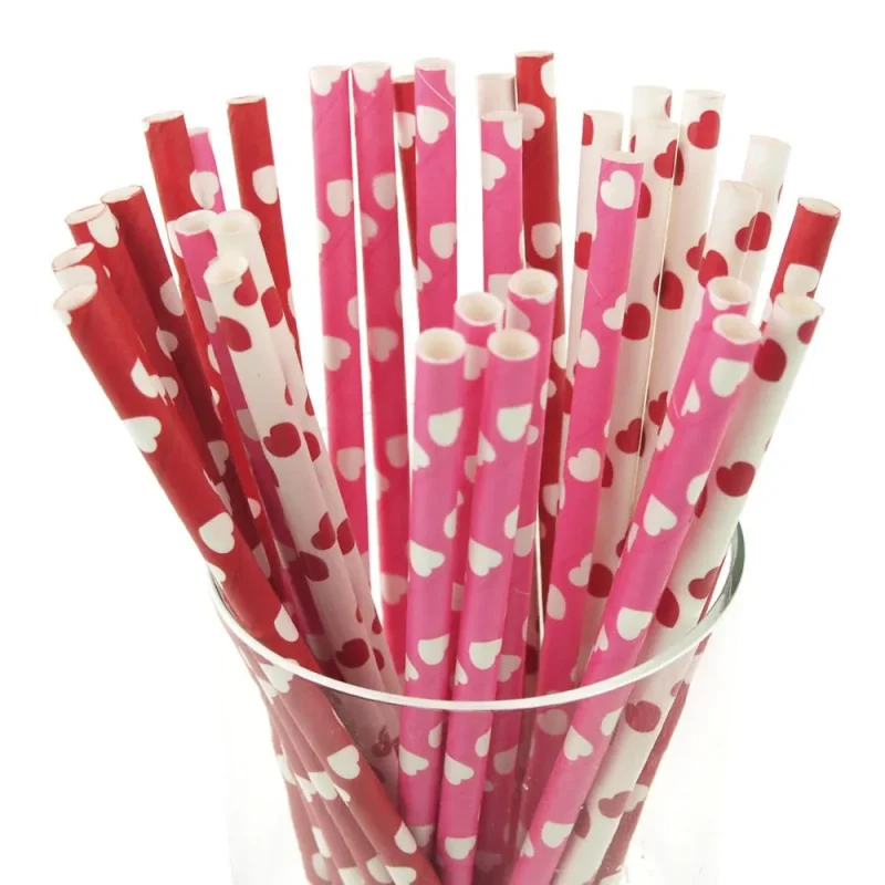 heart paper straws 25 pack 7 75