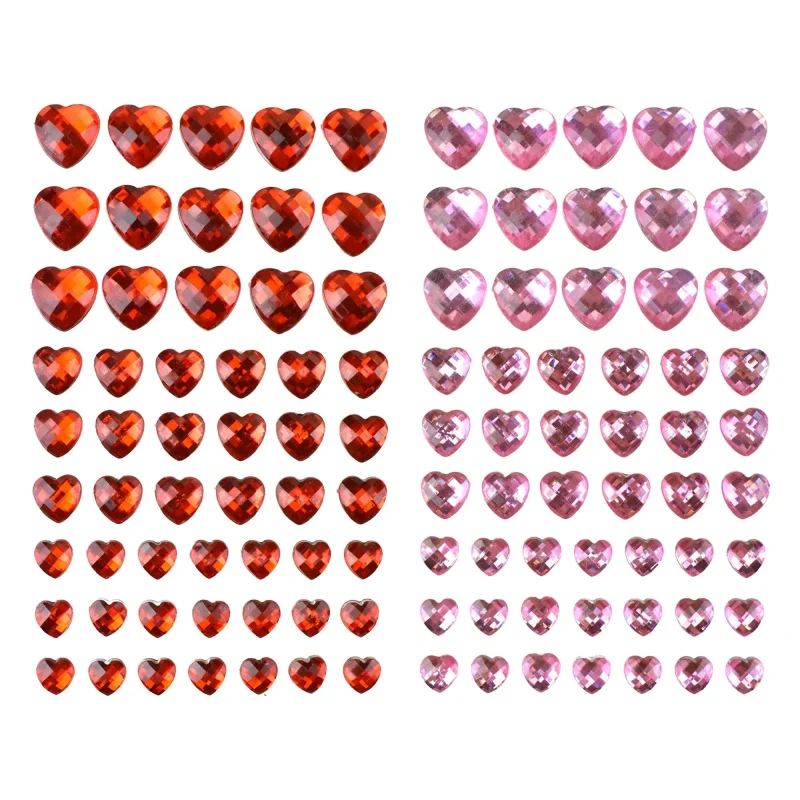 heart shaped rhinestone stickers assorted sizes 54 pack