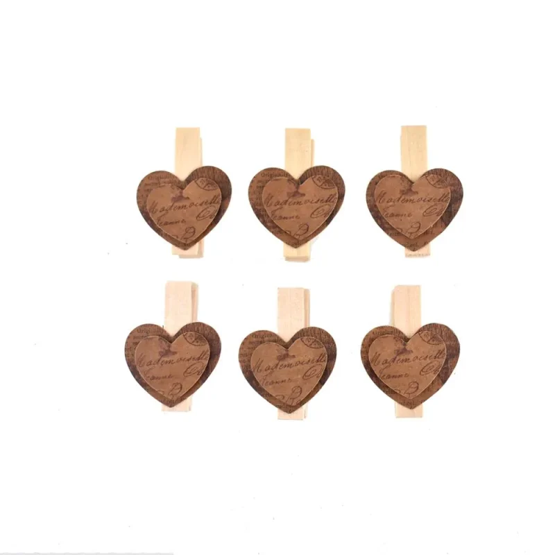 heart shaped wooden clothespins 6 pack 1 5 inch