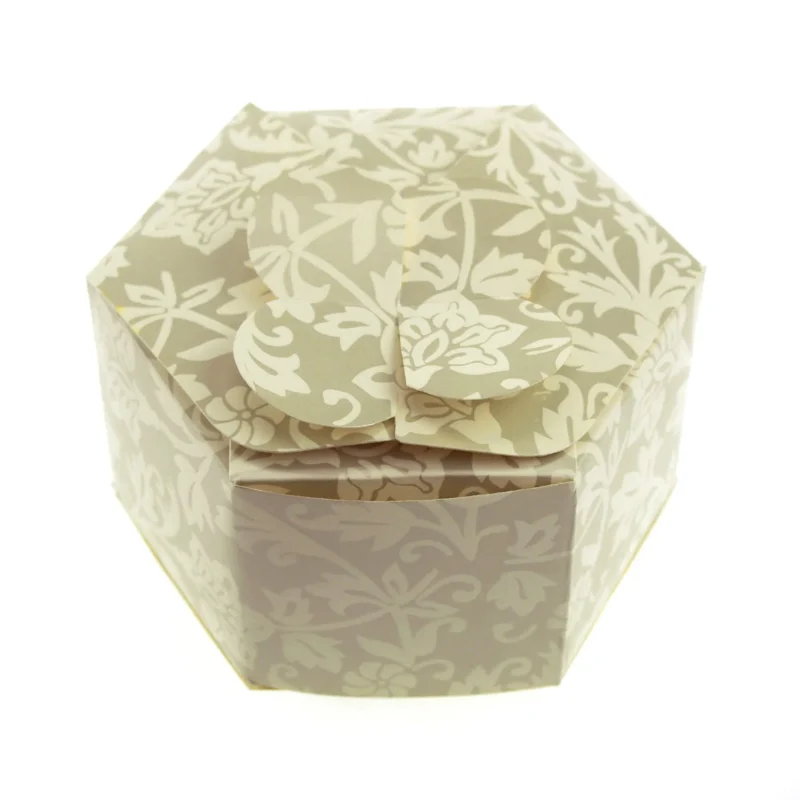 hexagon damask embossed favor boxes 4 5 inch 12 pack