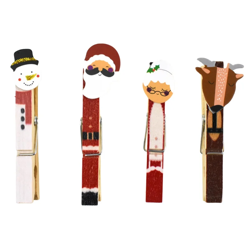 holiday clothespins 4 piece 2 7 8 inch christmas characters