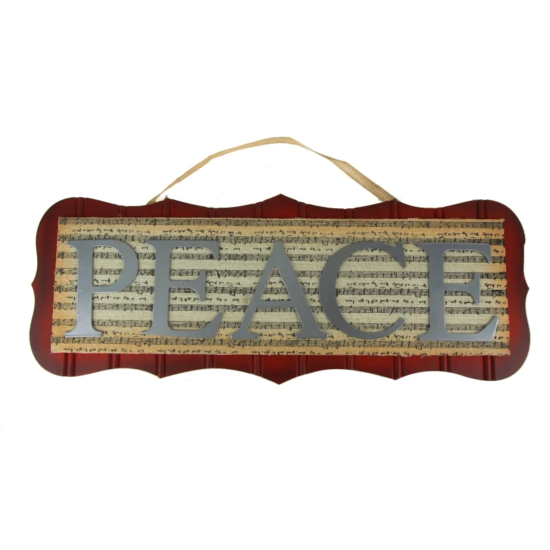 holiday peace wood sign with musical notes 20 5