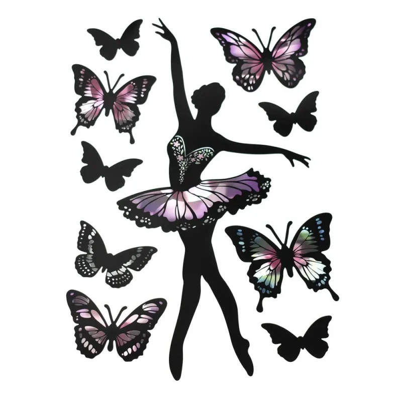 holographic butterfly ballerina wall decals 10 piece set