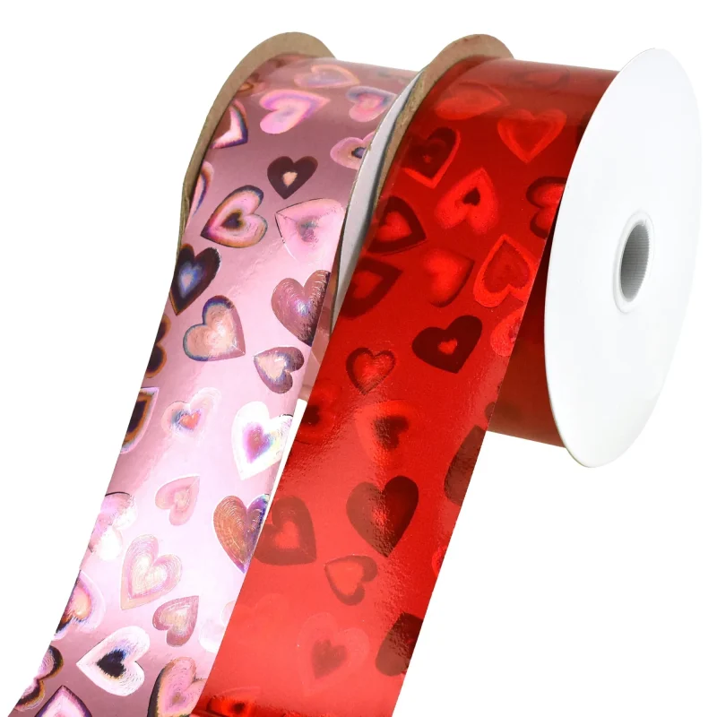 holographic heart ribbon for valentine s day 1 3 8 inch x 25 yards